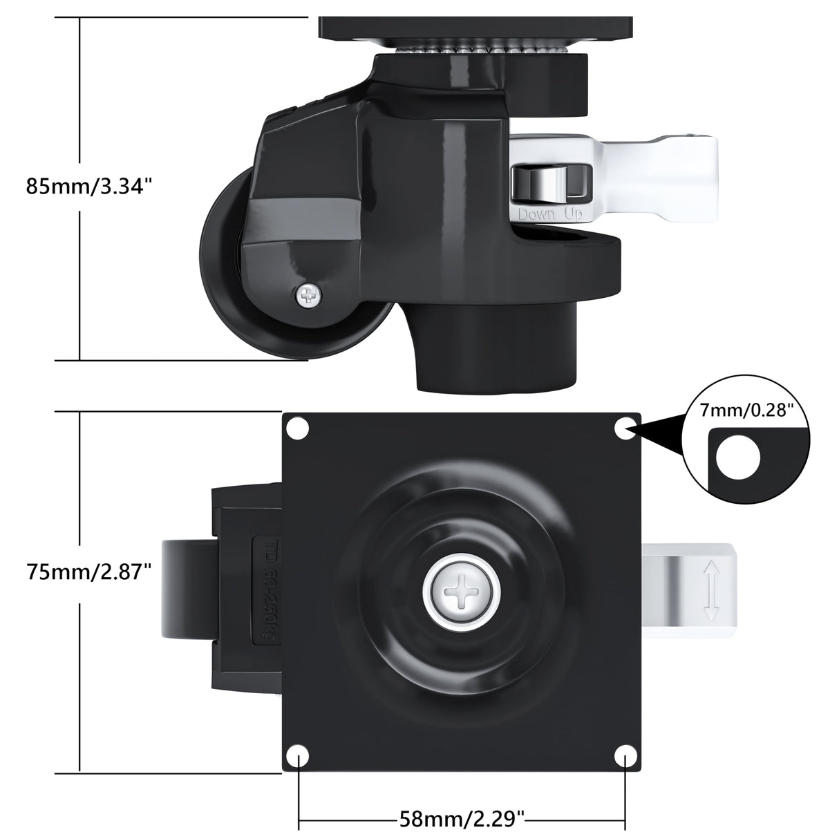 Ruiishunyy Leveling Casters Set of 4 Heavy Duty 60F - Retractable Caster Wheel with Upgraded Ratchet Handle - 360° Swivel Castor for Furniture, Workbench, Machine, Total Capacity 2200 Lbs Ruiishunyy