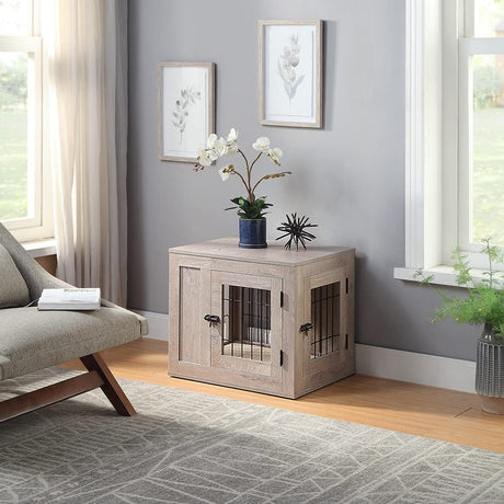 unipaws Furniture Style Dog Crate for Small Dogs, Cats, Min Pigs, Rabbit, Indoor Aesthetic Puppy Kennel, Modern Decorative Wood Wire Pet House Dog Cage, Pretty Cute End Side Table Nightstand, Grey unipaws