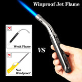 Yeuligo Torch Lighters, 7.6in Long Butane Lighter with Visible Window, Adjustable and Refillable Lighter for Kitchen Fireplace Camping Candle Grill BBQ Fireworks.Gas Not Included(Black) Yeuligo