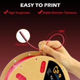 Goto Guard Silk PLA 3D Printer Filament, Dual Color Filament Black-Red 3D Printing Filament, Coextrusion Color Change PLA Filament 1.75mm +/-0.02, 1KG/2.2lb Goto Guard