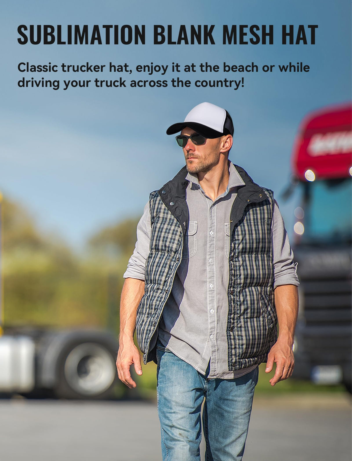 PJPSAA 5 Pcs Sublimation Blank Trucker Hats Bulk Mesh Baseball Cap Polyester Mesh Trucker Hat Adjustable Buckle for Men Women Multicolor PJPSAA