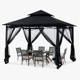 ABCCANOPY Gazebos for Patios 8x8 - Outdoor Steel Frame Gazebo with Mosquito Netting for Lawn Backyard Garden Deck (Black) ABCCANOPY