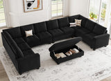 Belffin Oversized Modular Sectional Sofa U Shaped Sofa with Storage Ottoman Convertible 10-Seater Velvet Sectional Sofa with Chaises Black Belffin