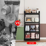 jarrvz 4 Tier Microwave Stand, Large Bakers Racks for Kitchens, Height Adjustablebakers Shelf, Coffee Bar for Living Room Rustic Black jarrvz