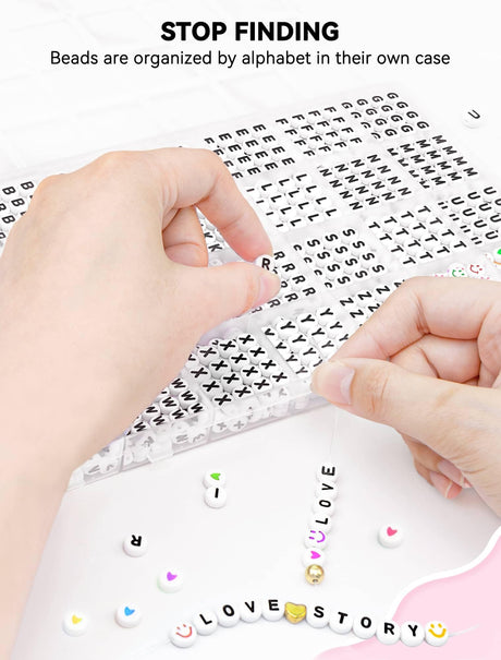 ARTDOT 1400 PCS Letter Beads, 28 Styles Friendship Bracelets Assorted Alphabet Preppy Jewelry Making Kit with Case ARTDOT
