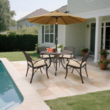 Mazatzal 5-Piece Patio Dining Set, Outdoor All-Weather Cast Aluminum Furniture Set with Umbrella Hole, Outside Table and Chair Set with Cushions, Large Metal Table and Patio Chairs for Patio Garden Mazatzal