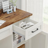 Farmhouse 47" Executive Desk, Computer Desk with Drawers and Storage Cabinet, Workstation Computer Desk for Home Office, Study.(White. Vabches