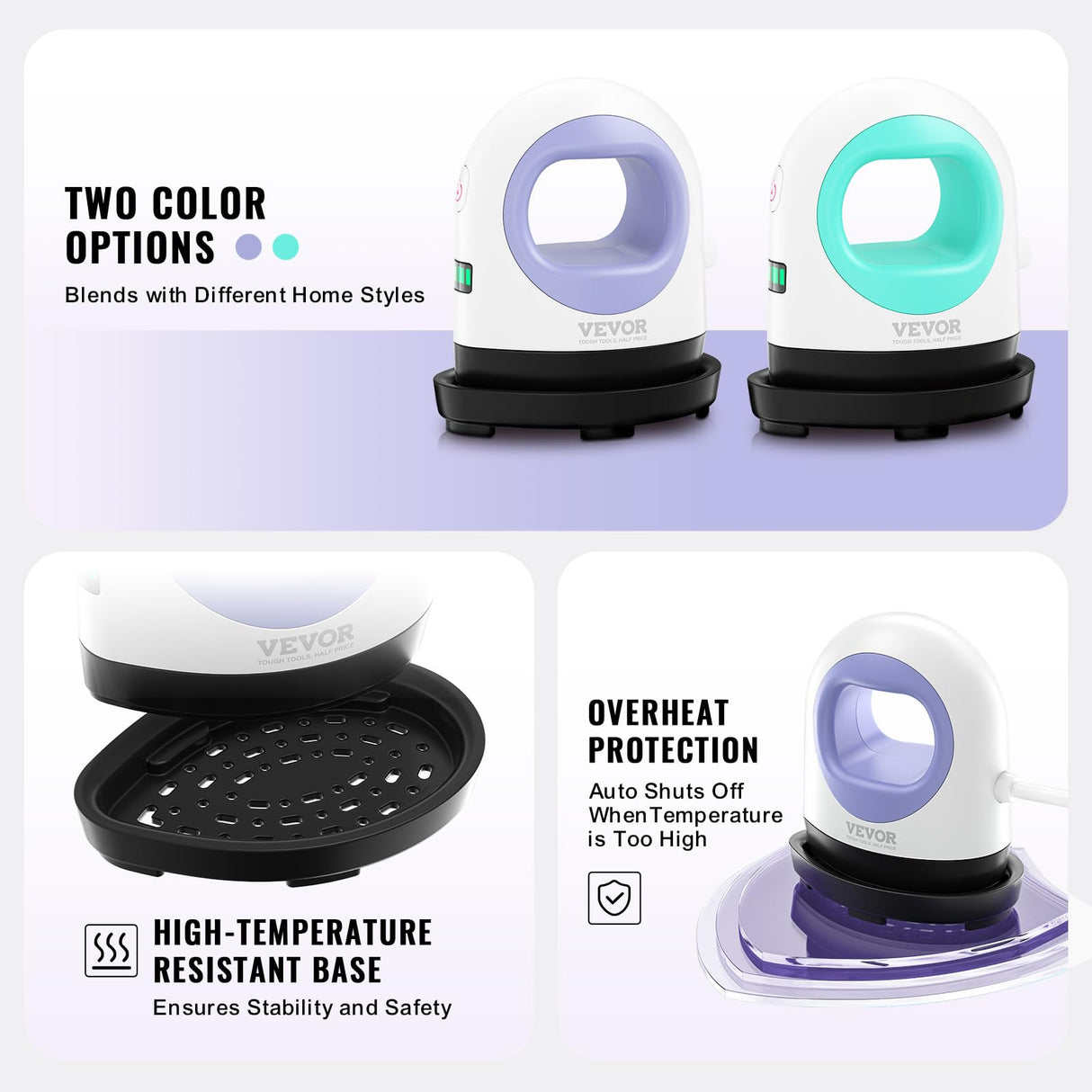 VEVOR Mini Heat Press - Small Heat Press Machine - 3 Heat Settings and Auto-Off - Portable Heat Transfer Machine - Sublimation Machine for T-Shirts/Hats/Coasters/Bags (White Blue) VEVOR