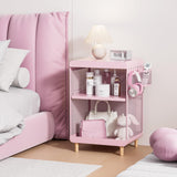 SYKIARIOL Cute Bedside Nightstand Table, Girls Metal Side Table, Kid End Table with Storage for Living Room Bedroom Kid's Room Dorm Office (Classic Pink) SYKIARIOL
