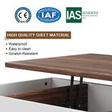 Shintenchi Coffee Table, Lift Top Coffee Table with Hidden Compartment, Rising Tabletop Dining Table, Lift Top Coffee Center Table for for Living Room, Office, Home (Walnut) Shintenchi