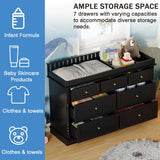 Timechee Baby Dresser with Changing Table Top, Black Dresser for Nursery with 7 Storage Drawers, Multi-Functional Baby Changing Table, Modern Diaper Nursery Dressers Station for Kids Bedroom Timechee