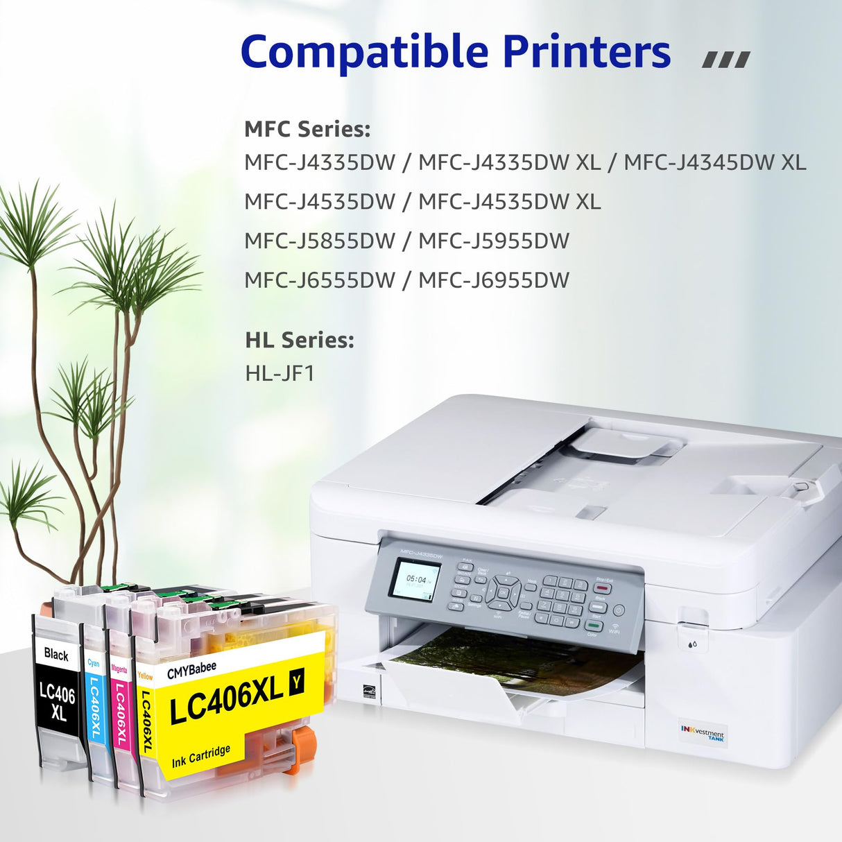 CMYBabee Compatible LC406XL Ink Cartridges for Brother Printer for Brother LC406 LC406XL Ink Cartridges Work with Brother MFC-J4335DW MFC-J4535DW MFC-J5855DW MFC-J6955DW MFC-J6555DW Printer, 4 Pack CMYBabee