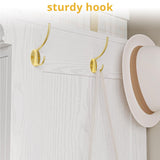 LIKIMIO Armoire Wardrobe Closet with Mirror, 70” Wooden Wardrobe Cabinet with 4 Doors, 2 Open Storage Shelves, Freestanding Bedroom Armoire with 3 Hooks & Hanging Rod for Home Room, White LIKIMIO