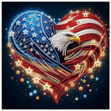 antor Diamond Art Kits for Adults – Special Shape Eagle Heart with American Flag, 5D Crystal Rhinestones Patriotic Diamond Painting Kit antor