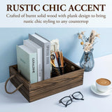 MyGift 13 Inch Rustic Brown Wood Decorative Storage Organizer Bin with Rope Handles, Open Top Small Crate Box for Bathroom Accessories, Books, Crafts, Fruits MyGift