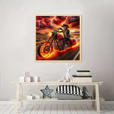 VCLKDIY Skull Motorbike Diamond Art Kits for Adults, 5D Diamond Painting Kits for Adults Beginners, DIY Full Round Drill Diamond Dot Painting Gem Art Kits for Adult, Home Wall Decor 13.8x13.8 Inch VCLKDIY