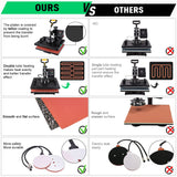 Slendor 5 in 1 Heat Press Machine 12x15 inch 360-Degree Swing Away Digital T Shirt Pressing Machine Multifunction Heat Transfer Sublimation Combo for T Shirts Mugs Hat Plate Cap Slendor