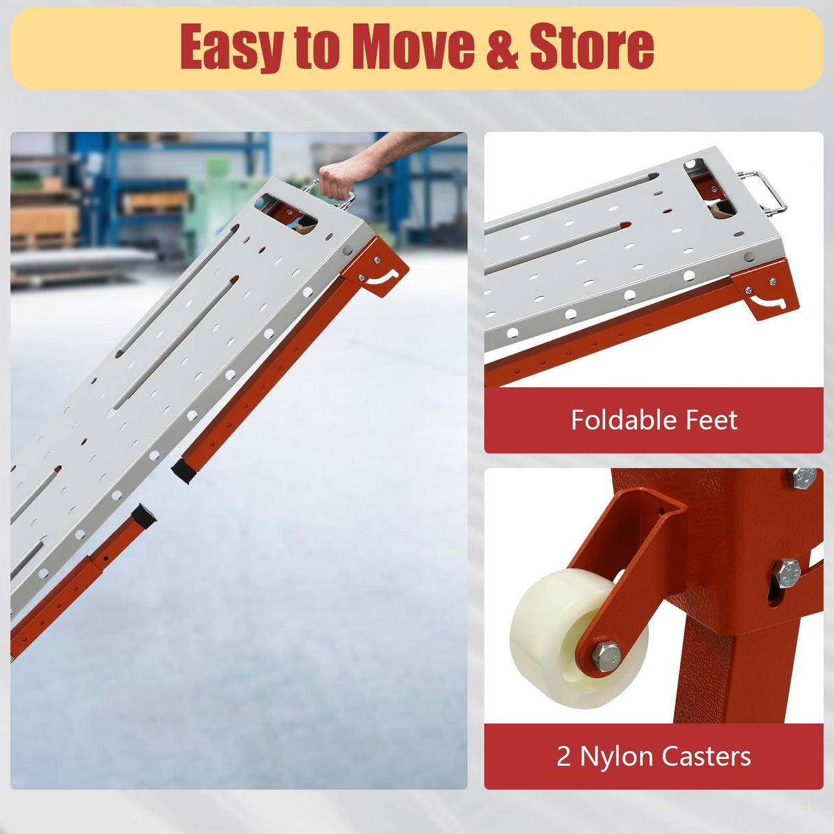 PIAOCAIYIN 46 X 18inch Welding Table, 1000lbs Portable Workbench Table Top with Casters, Steel Adjustable Height Folding Work Bench for Drill Press, Sheet Metal Machine, Miter Saw PIAOCAIYIN