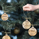 25 Pack Names of Jesus Ornaments, 5 cm / 2 inch Diameter | Name of Jesus Advent, Wood Hanging Ornaments with Savior Names, Ornaments for Christmas Tree Decor WoodArtSupply