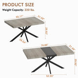 55" -70" Extendable Dining Room Table for 4 6 People,Modern Rustic Kitchen Expanding Table,Wooden Long Large Expandable Dining Room Transformer Table Conference Table for Kitchens,Grey Ufurpie