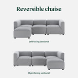 ZINUS Luca Reversible Chaise Sectional Sofa, Modern Style, Flexible Modular Design, Easy Tool-Free Assembly, Grey ZINUS