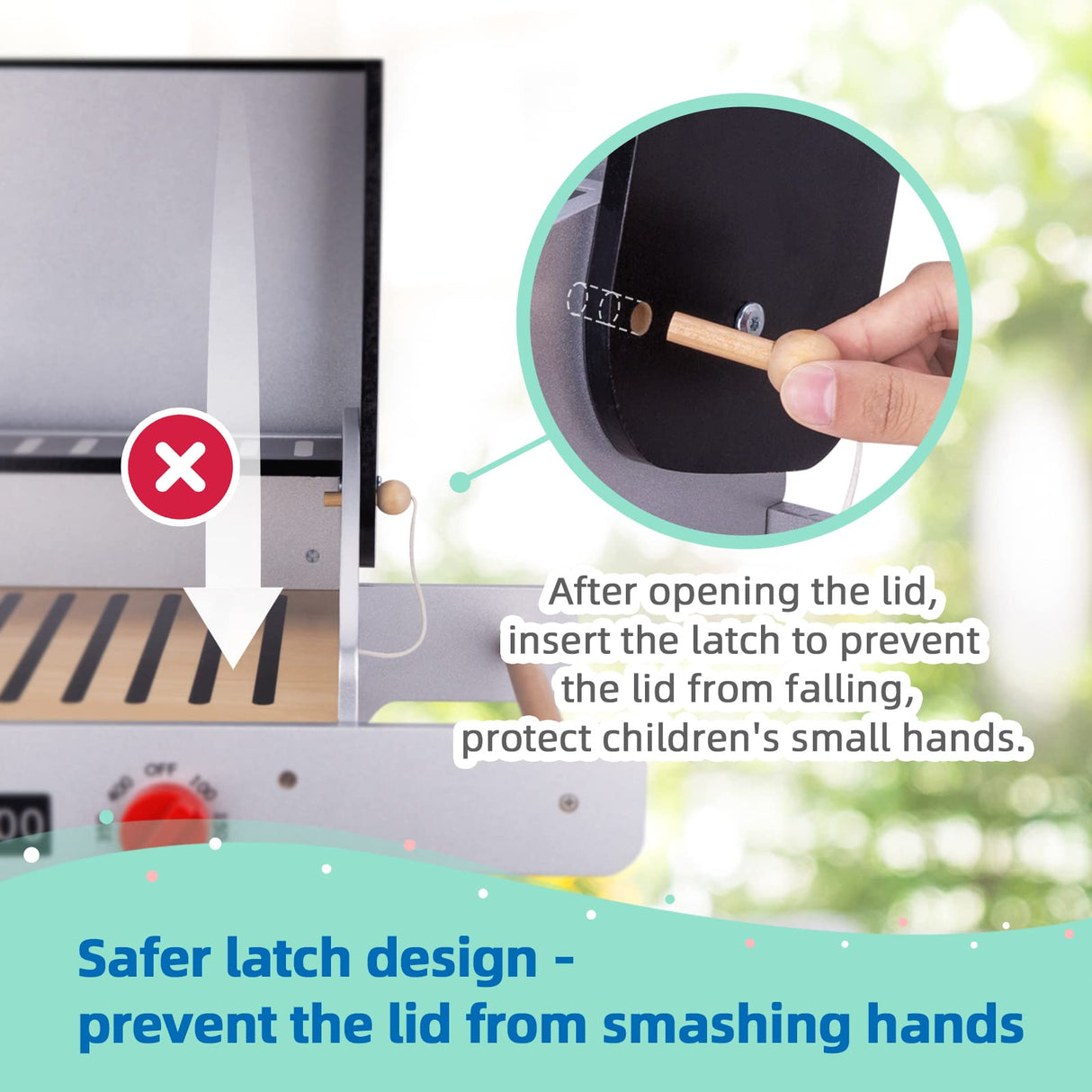 OOOK Wooden Play Barbecue Toy Grill, Kids Grill Playset with Play Food and Grilling Tools, Play Kitchen Accessories for Toddlers Boys Girls Age 3+ OOOK