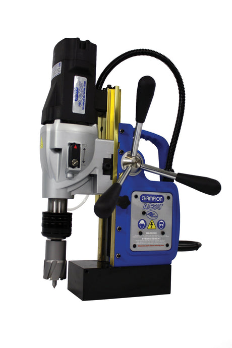 Champion Cutting Tool RotoBrute MightiBrute AC50 Portable Magnetic Drill Press: Up to 2-1/8" diameter, 2" depth of cut Champion