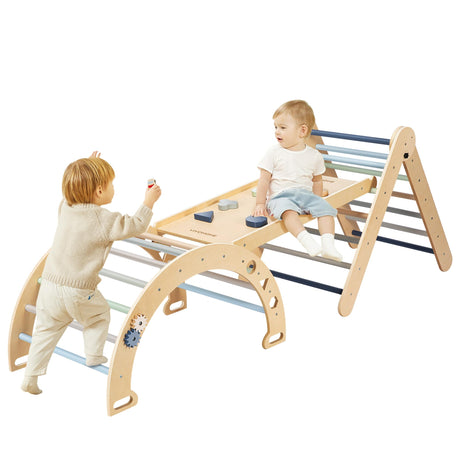 VIVOHOME 8 in 1 Pikler Triangle Set Wooden Climbing Toys for Toddlers Montessori Climbing Set Indoor Play Gym for Kids - Colorful VIVOHOME