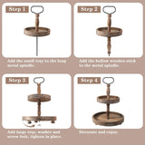 ASMPCUE 2 Tiered Tray Stand, Farmhouse Tiered Tray Stand with Metal Handle for Home Kitchen Decor, Wooden Rustic Two Tiered Serving Tray Coffee Table Tray for Holiday Decor, Tray ONLY(Rustic Wood) ASMPCUE