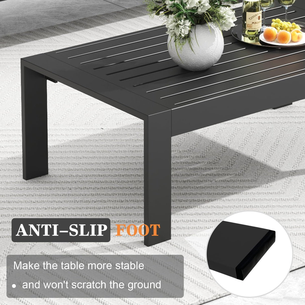 Vakollia 5 Pieces Modern Aluminum Patio Furniture Set, Outdoor Conversation Sets Metal Sectional Sofa with Coffee Table Vakollia