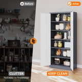 NODHM Metal Garage Storage Cabinets with Lock, 72" Storage Cabinet with Doors and Adjustable Shelves Tool Garage Cabinet for Home,Office,Warehouse (Gray & White) NODHM