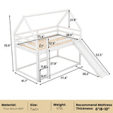 Harper & Bright Designs Twin Bunk Beds for Kids,Wood House Bunk Bed Twin Over Twin,Kids Bunk Bed with Slide and Roof for Girls Boys,White Harper & Bright Designs