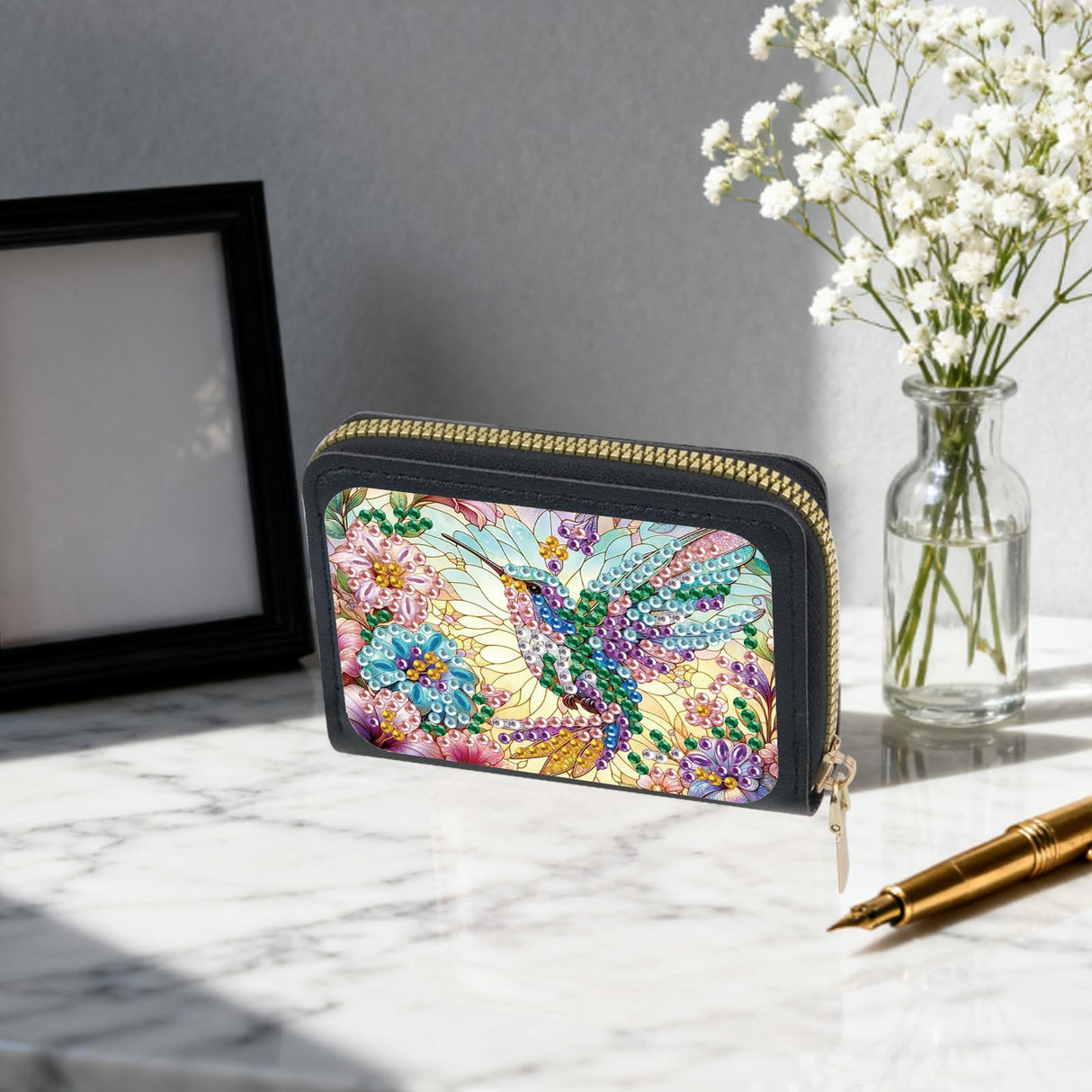 JISHSHAY Diamond Painting Credit Card Holder Hummingbird Diamond Art Credit Card Wallet Bird Gem Art Wallet Gem Painting Coin Purse Mosaic Kits for Adults Billfold Animal Embroidery Kit Billfold JISHSHAY