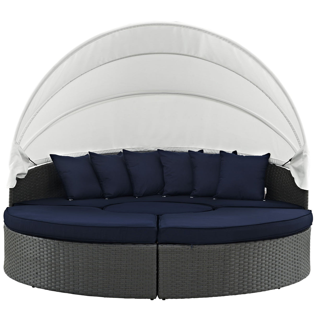 Modway Sojourn Outdoor Patio Sunbrella Sectional Daybed with Canopy in Canvas Navy Modway