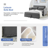 SumKea 3-in-1 Sleeper USB Port Adjustable Velvet Convertible Sofa with Pull Out Bed, 2 Pillows & Side Pocket – Ideal for Living Room and Bedroom, Grey SumKea