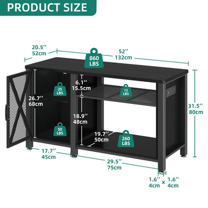 YITAHOME Heavy Duty 55-75 Gallon Aquarium Stand with Power Outlets, Cabinet for Fish Tank Accessories Storage - Metal Fish Tank Stand Suitable for Fish Tank, Turtle Tank, 880LBS Capacity, Bla - WoodArtSupply