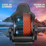 GTPLAYER Gaming Chair, High Back Leather Computer Gaming Chair with Footrest, Ergonomic Height Adjustable Office Chair with Removable Cover and Lumbar Support for Gaming and Work (Black) GTPLAYER