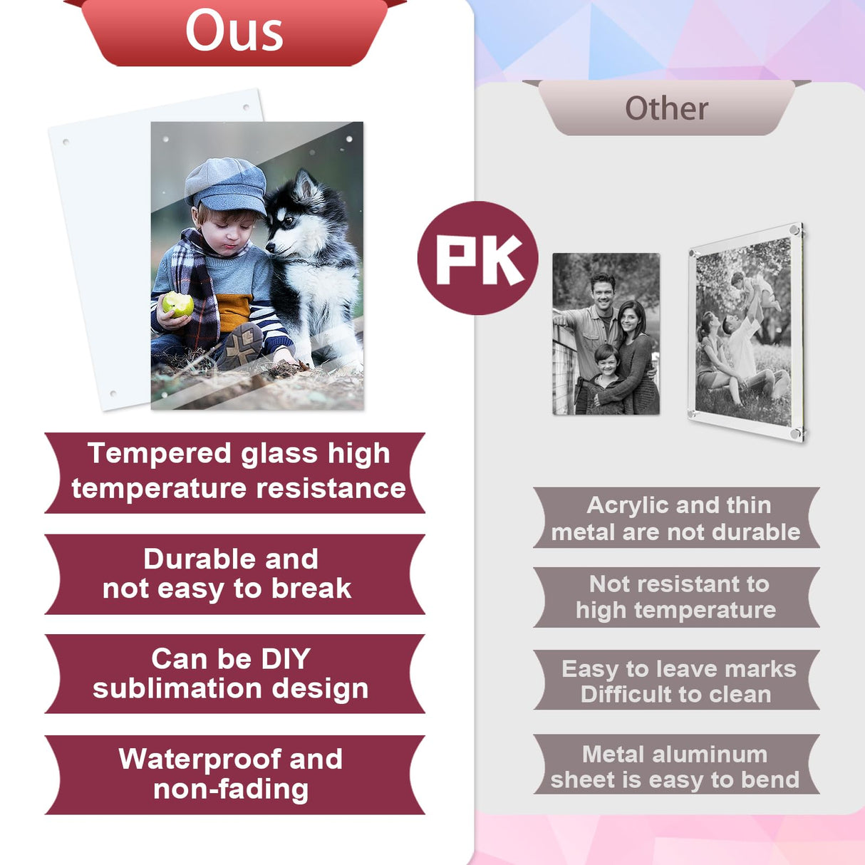 HYHOSHI 4Pack 7.87x11.8inch Sublimation Glass Photo Blanks, Wall Mount Tempered Glass Sublimation Blank Sign, Sublimation Blank DIY Picture Wall Frame Poster for Home Decor HYHOSHI