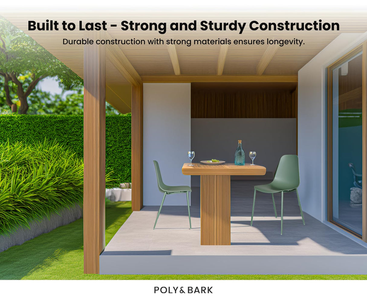 POLY & BARK Isla Modern Kitchen Chairs Set of 4 - Plastic Dining Chair with Metal Legs - Quick Assembly Simple Cafe Chairs Plastic for Indoor or Outdoor - Pistachio Green POLY & BARK