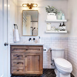 QEEIG Bathroom Floating Shelves for Wall - 15.7" Wall Mounted Shelf Over Toilet Farmhouse Home Decor Display Bookshelf Small 15.7 x 6.7 inch Set of 2, White (008-40W) QEEIG