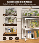 AnBaiMei 20-30 Gallon Aquarium Stand, Fish Tank Stand with Adjustable 3-Tier Storage Shelf, Heavy Duty Reptile Breeder Turtle Tank Terrarium Rack Table for Home Office, 30" L x 12" W x 32.2" H, White AnBaiMei