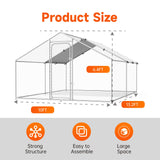 Chicken Coop Large Metal Chicken Run Poultry Cage with Water-Resident and Anti-UV Cover for Duck Rabbit House Outdoor Walk-in Chicken Pen for Yard, Spire Roof(10’ W x 13.2’ L x 6.4’ H) HIWOKK