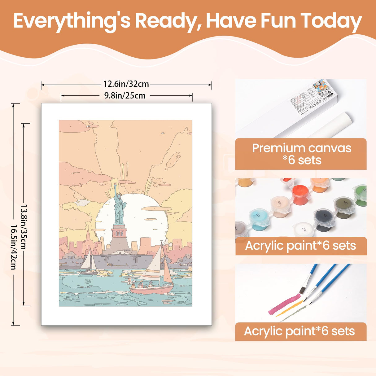 lamplig Paint by Numbers Kit for Kids 4-6,6-8 Famous Scenery Paint by Numbers for 6 Pack 10x14 Inch Painting by Numbers for Kids Ages 8-12 DIY Oil Paint On Canvas Without Frame lamplig