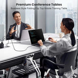 Folding Conference Table,47.2x23.6x29.5in Modern Conference Room Table Seminar Mobile Training Table,with Caster Modular Flip Top Meeting Table for Office Conference Room (White, 8 Pack) Crevew