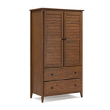 Grain Wood Furniture Greenport 2-Door Wardrobe, Solid Wood with a Brushed Walnut Finish Grain Wood Furniture