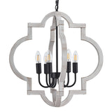 lighceac 6-Light 21" Farmhouse Orb Chandelier Rustic Handmade Distressed White Wood Hanging Ceiling Pendant Light Fixture Wood Lantern Chandeliers for Dining Room Kitchen Bedroom Foyer Hallway lighceac