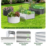 A ANLEOLIFE 8x4x2ft Galvanized Raised Garden Bed Kit, Oval Metal Deep Root Planters for Outdoor Plants Vegetables Flowers Herb, Large Bottomless, 478 Gallon Capacity- Antique White A ANLEOLIFE