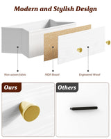 Nicehill White Dresser for Bedroom with 5 Drawers, Fabric Dresser Storage Tower, Chest of Drawers for Closet, Living Room, Hallway, Entryway, Woodeen Dresser（White） Nicehill