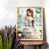 Ohhvvow Princess Diamond Art Kit for Adults, 12x16 Inch Beautiful Girl & Fountain Diamond Painting with Butterfly, DIY 5D Full Drill Gem Dotz Craft Kits, Home Wall Decor, Gift for Women & Beginners Ohhvvow