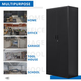 Metal Storage Cabinets with Locking Doors and Adjustable Shelves, Steel Storage Cabinet for Garage, Office, Classroom - Black BESFUR